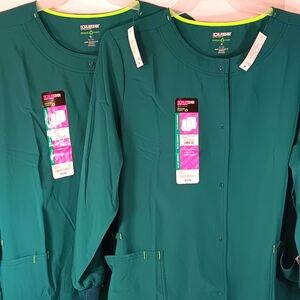 2 Scrubstar Women's Active Warm-up Scrub Jackets [ XL Green ]